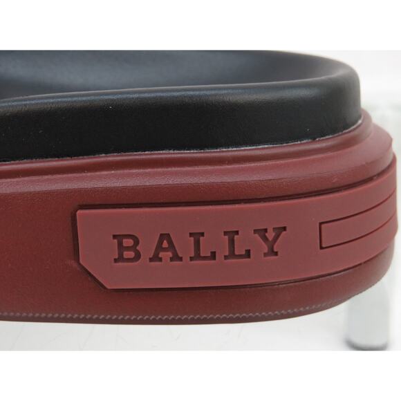 NIB BALLY JYM MAROON CROC PRINT LEATHER B CHAIN GOLD LOGO SANDALS SLIDES 9 D main image 13